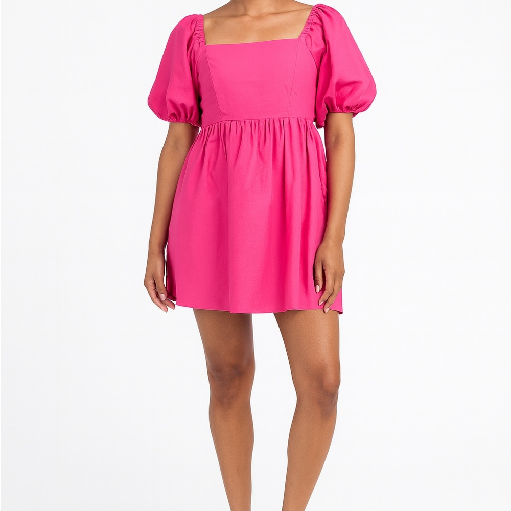Pink Puffy Sleeve Dress